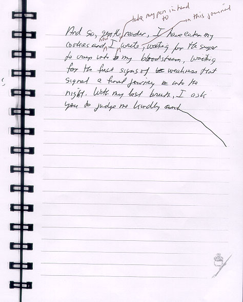 Her Last Cookie: page 9 of the actual journal entry